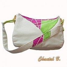 bolsa de algodão marfim pintada à mão e bolsa de seda rosa e anis Claudia