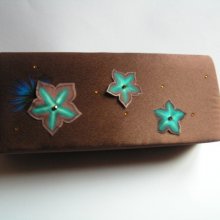 saco nocturno ou saco de noiva saco de seda de seda de chocolate flores de seda turquesa de ouro