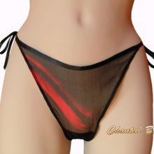 Tanga de seda preta e vermelha SAINT VALENTIN -promoção de 10 % para 2 comprados