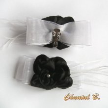 clipes sapatos de casamento organza preto cetim organza branco shabby chic