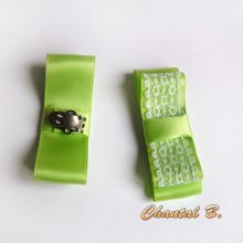 clips sapatos acessórios de casamento laço de cetim anis e renda branca tema natureza