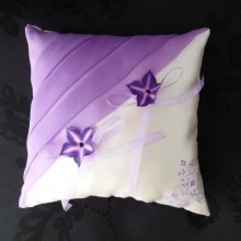 anel de casamento almofadar flores de marfim e chiffon de seda parma