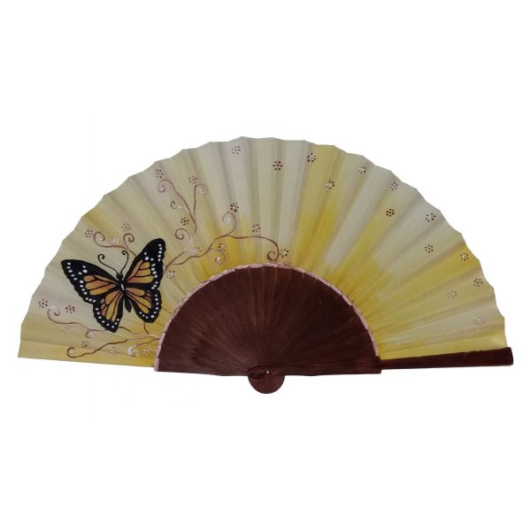 Ventoinha de cetim desenhada à mão e pintada "Butterfly