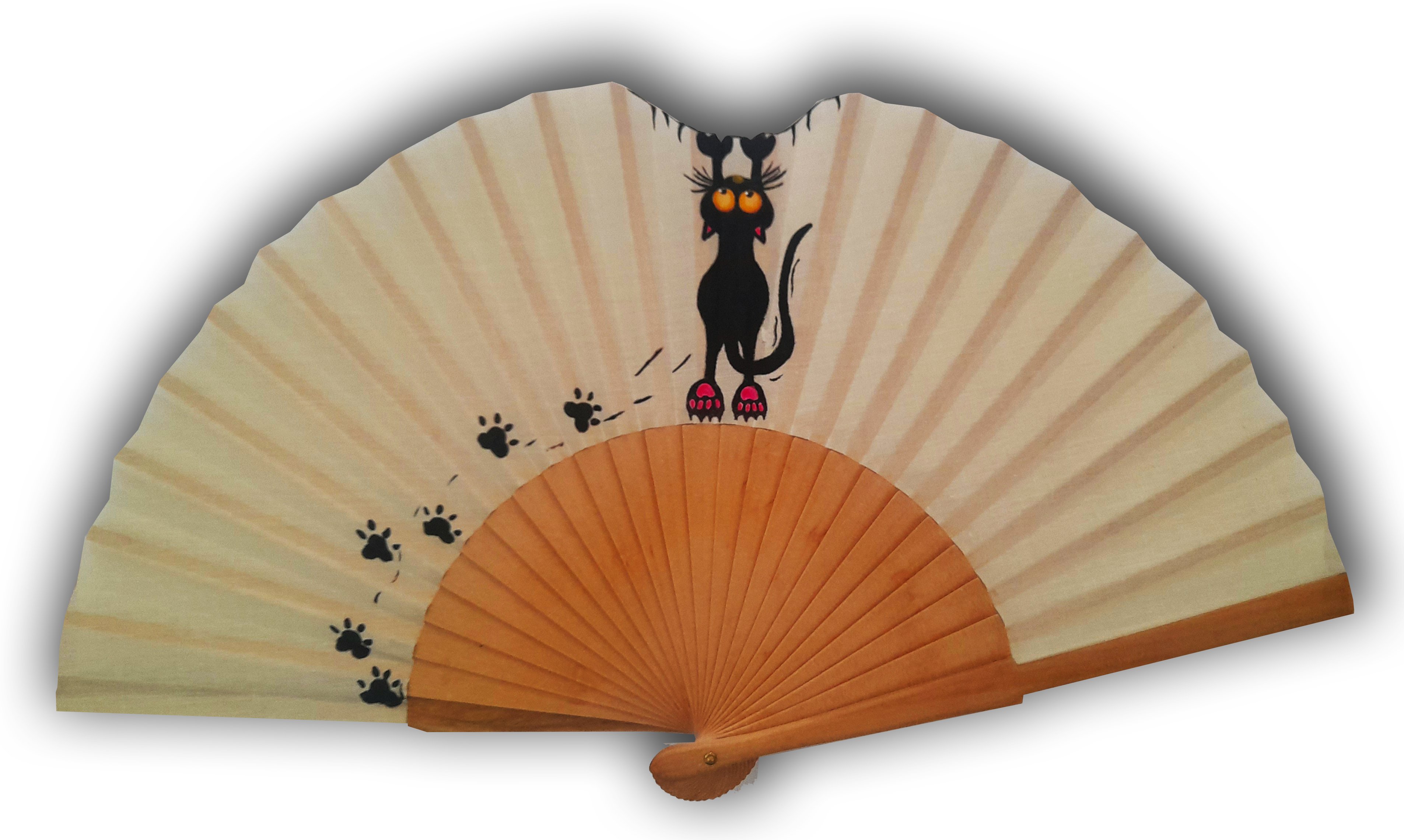 Eventail coton dessin&eacute; et peint &agrave; la main "Escape"