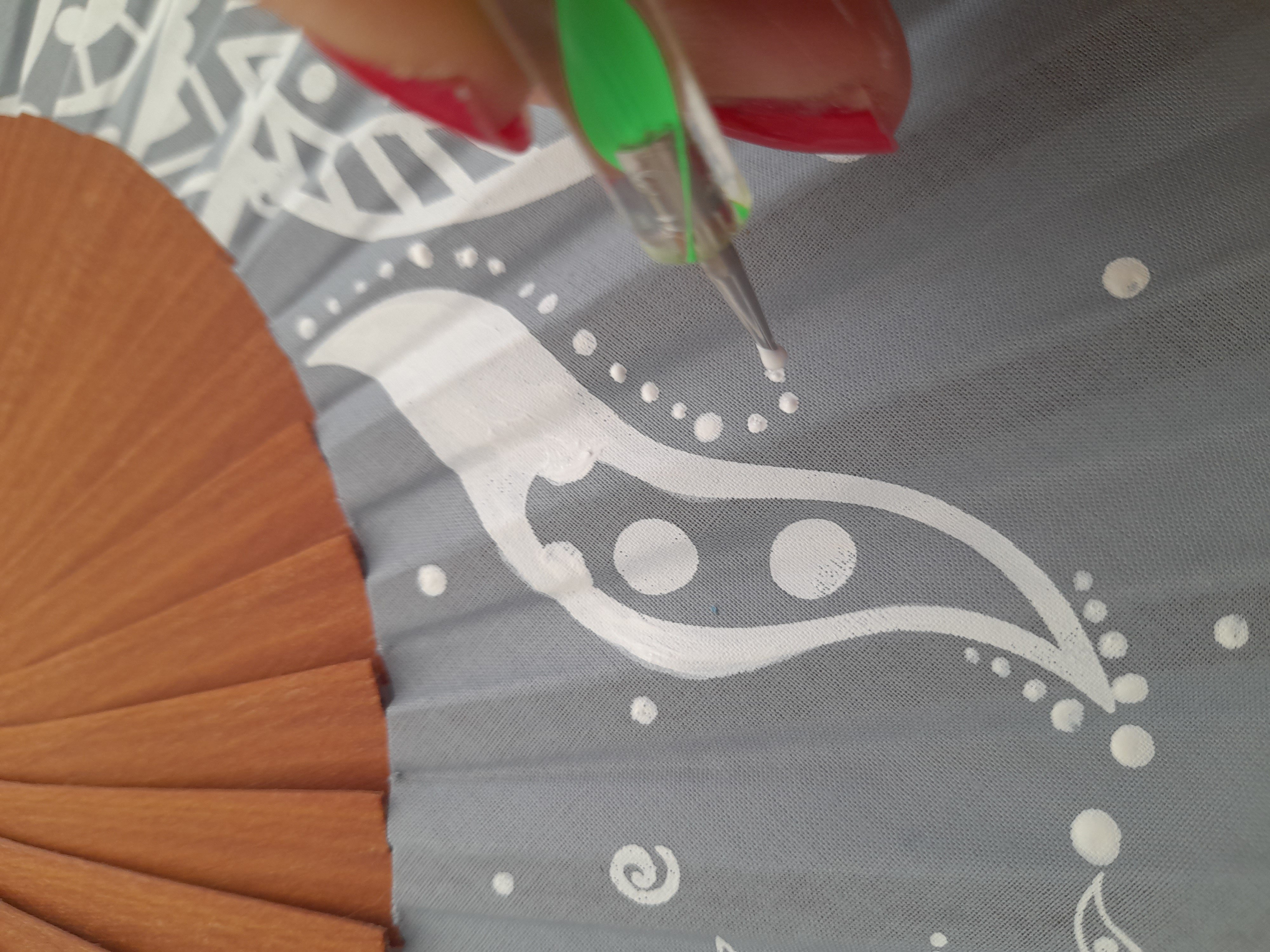 Eventail en coton peint &aacute; la main " Bora Bora"