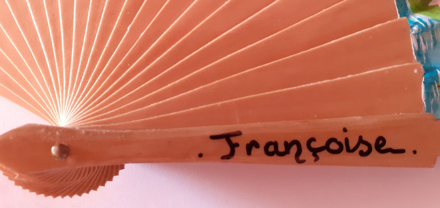 Ventilador de cetim desenhado à mão e pintado à mão "meu adorável beija-flor".