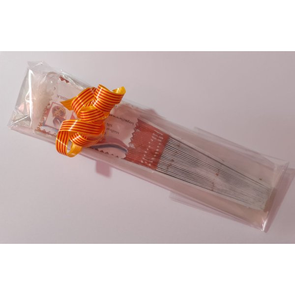 Ventilador de cetim desenhado e pintado &agrave; m&atilde;o "Liberty