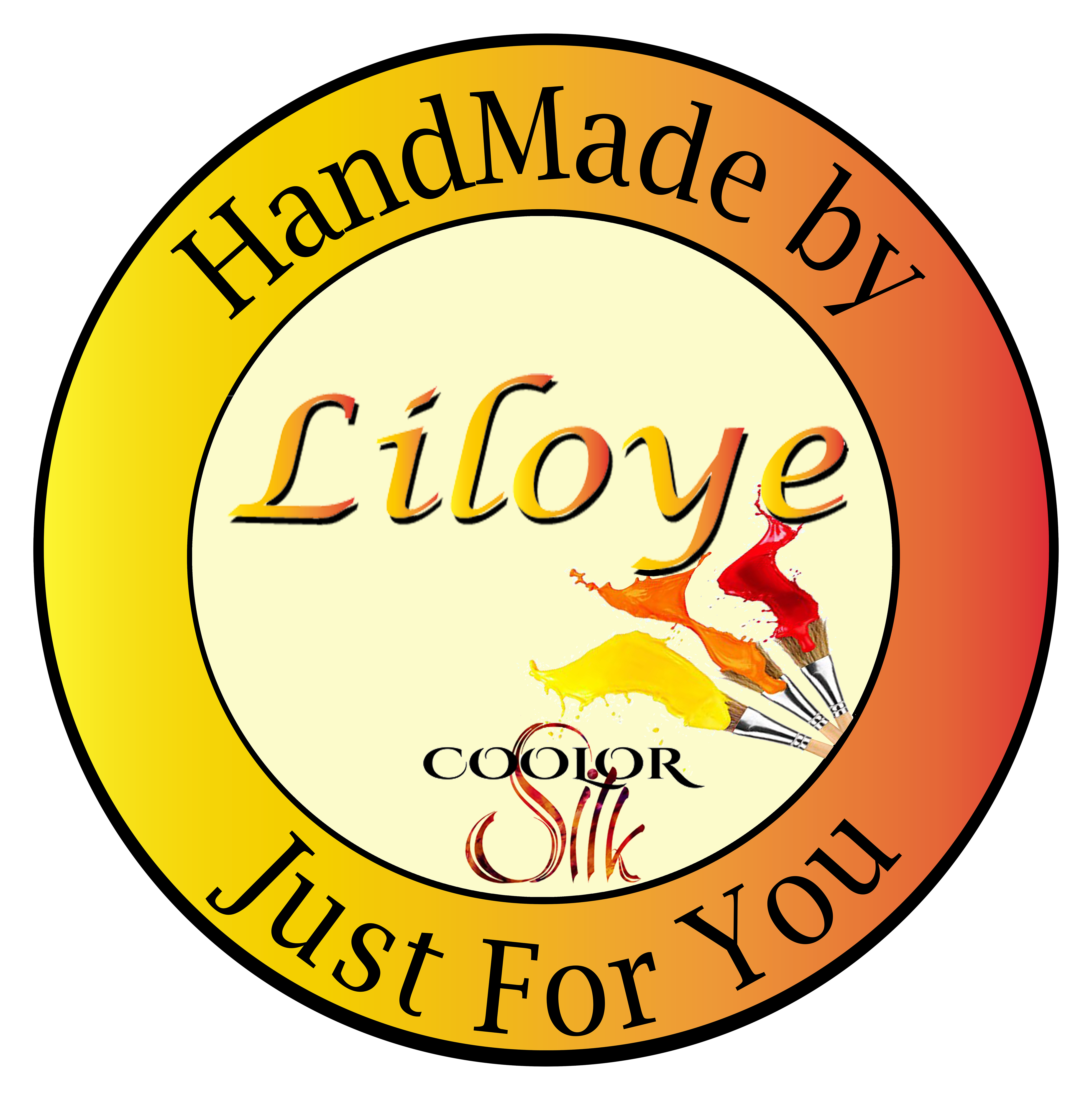Logo artisanal Liloye pour éventails en satin peints main.