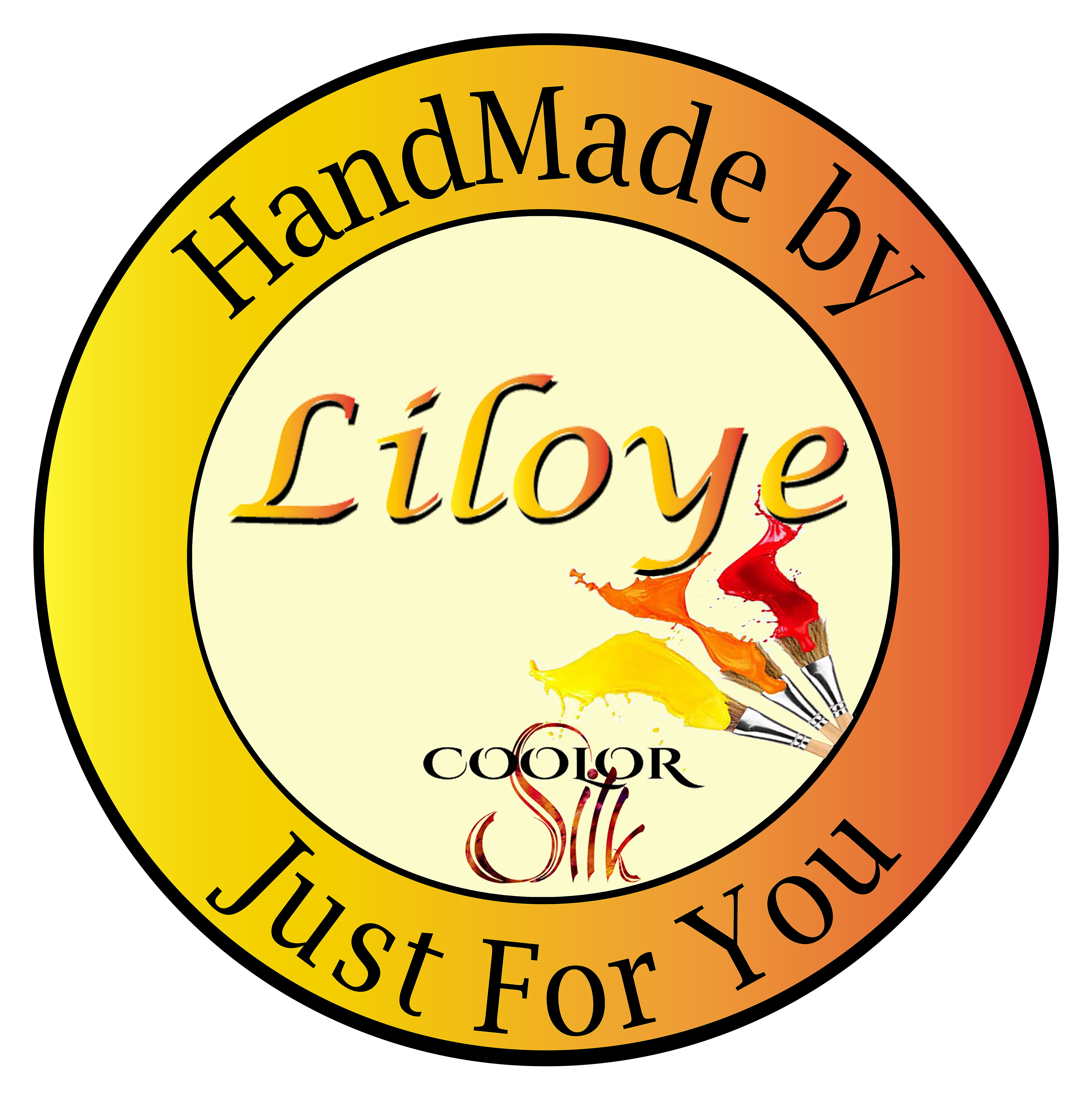 Logo artisanal Liloye pour éventails en satin peints main.