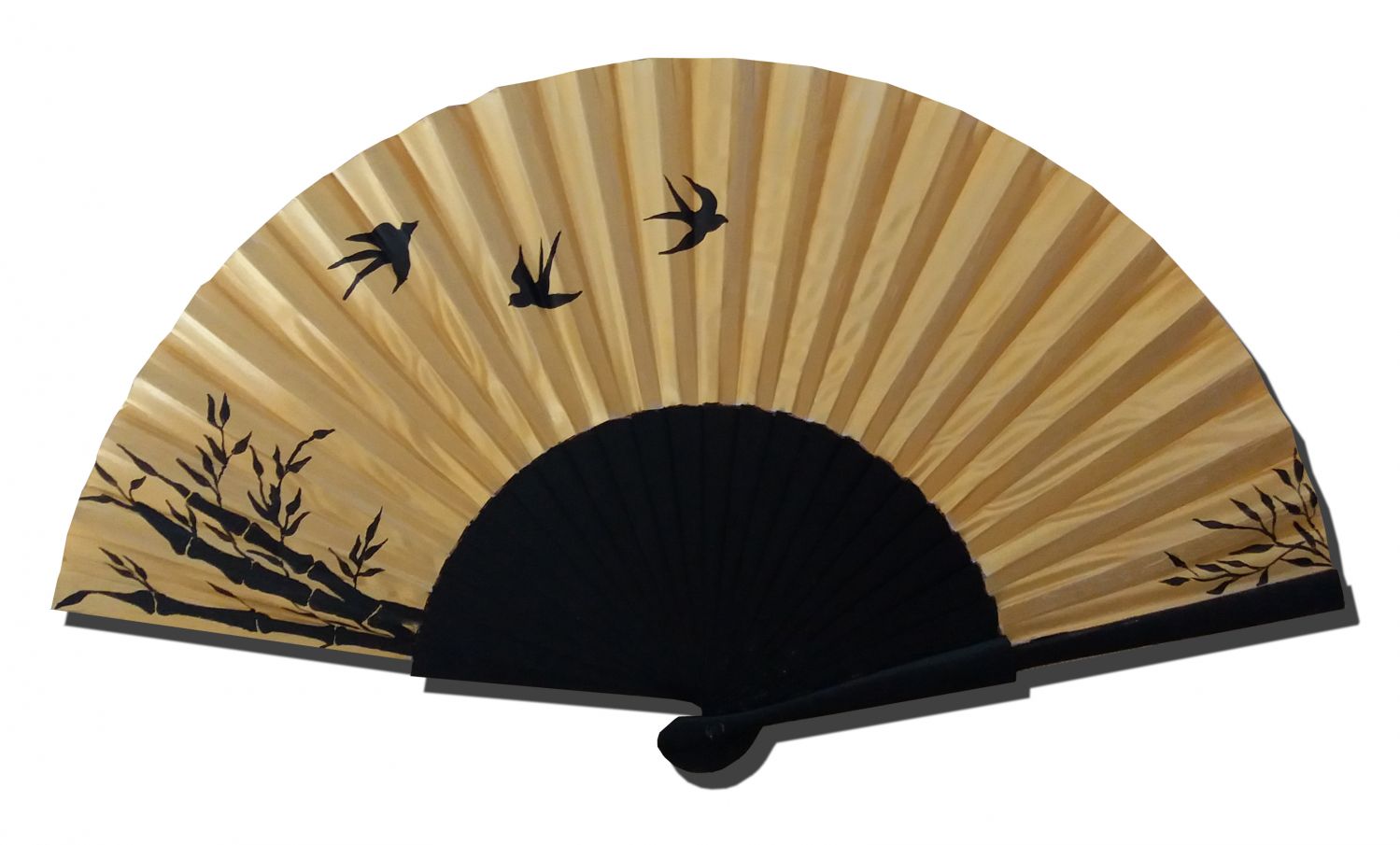 Ventilador de cetim desenhado e pintado à mão "Liberty