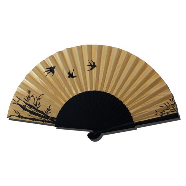 Ventilador de cetim desenhado e pintado &agrave; m&atilde;o "Liberty