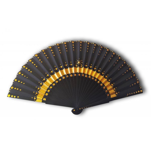 Ventilador de cetim pintado e desenhado &agrave; m&atilde;o "Galaxy