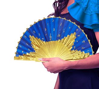 Ventilador de cetim de algodão pintado à mão e desenhado à mão "Les orgues