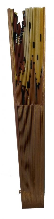 Ventilador de cetim de algodão pintado à mão e desenhado à mão "Violino dourado