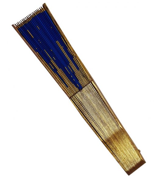 Ventilador de cetim de algod&atilde;o pintado &agrave; m&atilde;o e desenhado &agrave; m&atilde;o "Les orgues