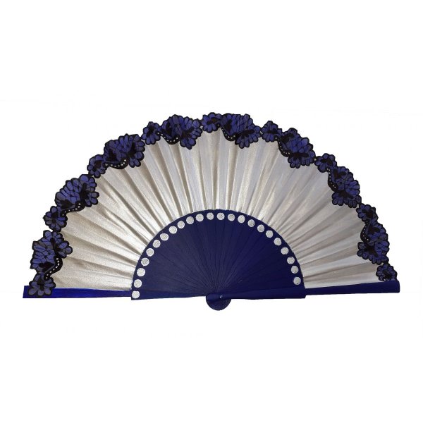 Ventilador de cetim de algodão pintado e desenhado à mão "Flamenca