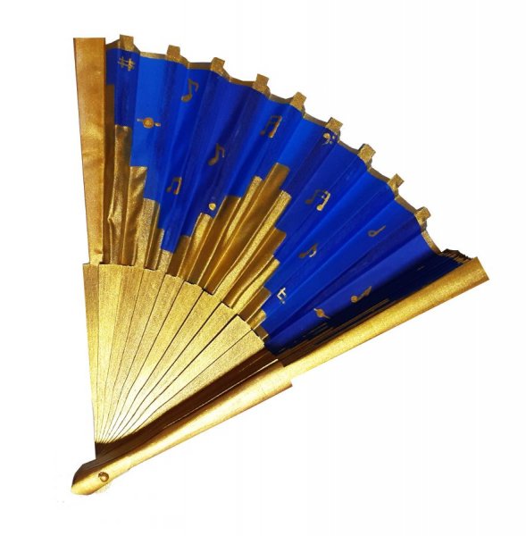 Ventilador de cetim de algod&atilde;o pintado &agrave; m&atilde;o e desenhado &agrave; m&atilde;o "Les orgues