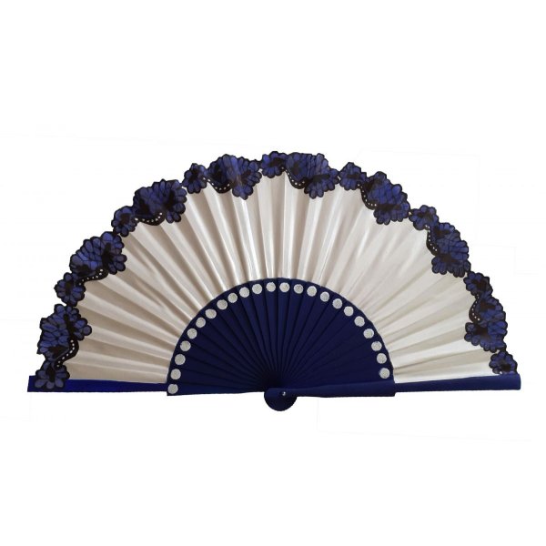 Ventilador de cetim de algodão pintado e desenhado à mão "Flamenca