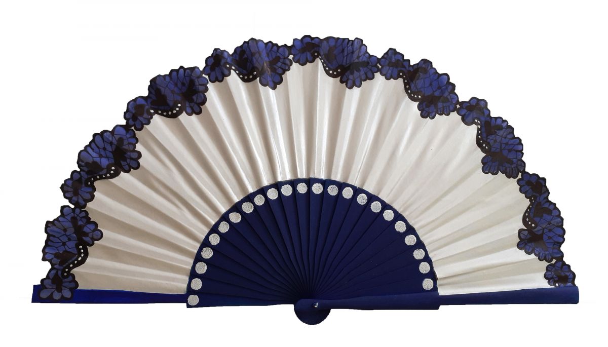 Ventilador de cetim de algodão pintado e desenhado à mão "Flamenca