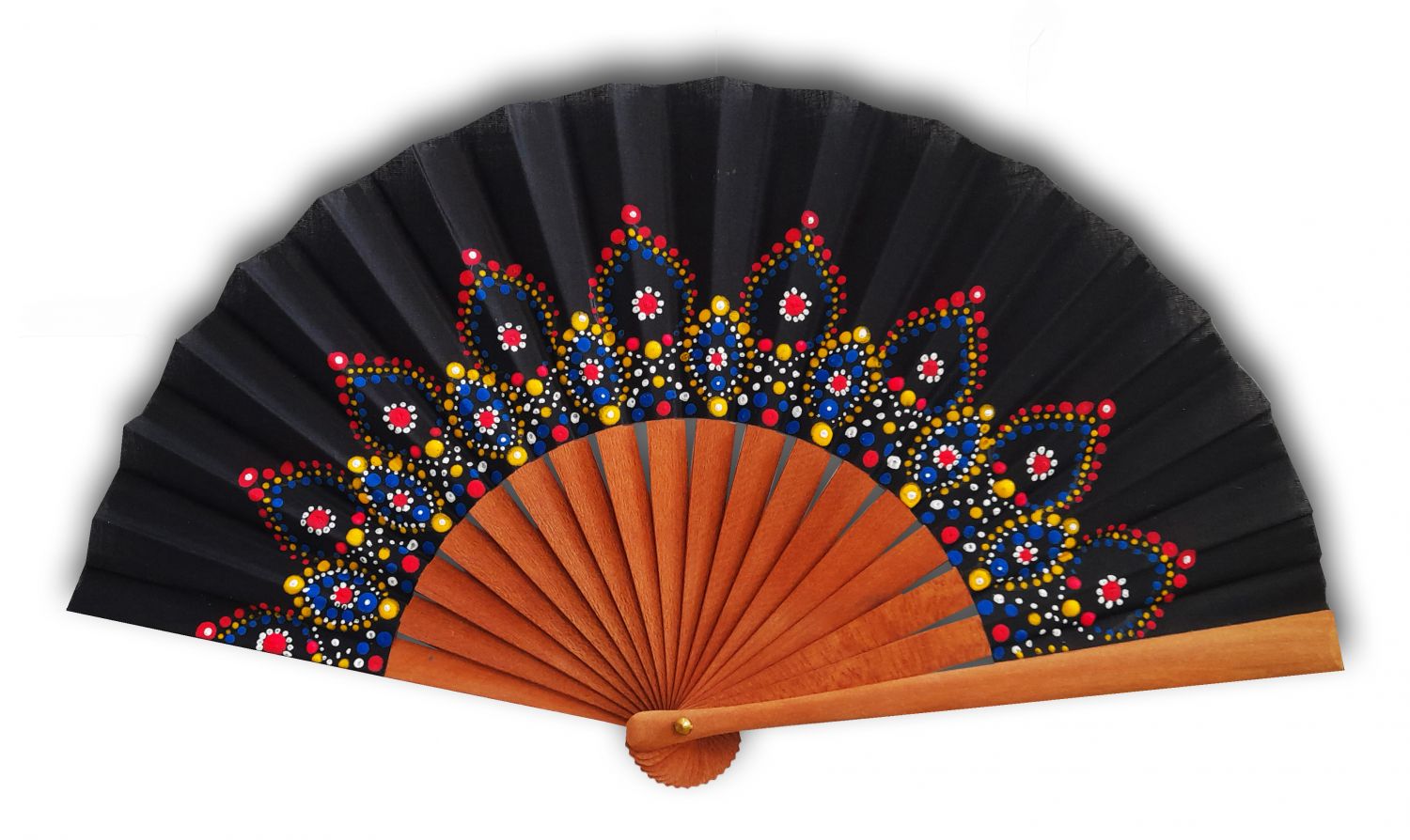 Ventilador de algodão unisexo pintado à mão. "Mandala" 19cm