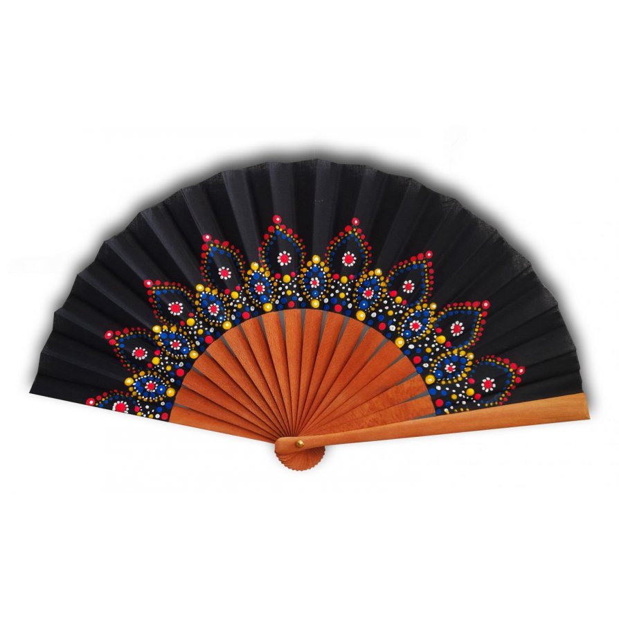 Ventilador de algodão unisexo pintado à mão. "Mandala" 19cm
