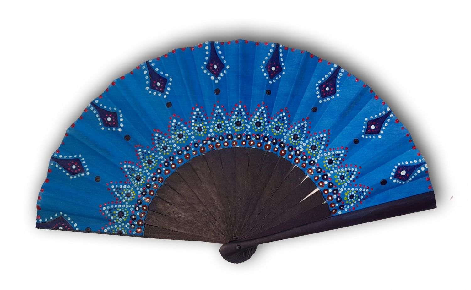 Ventilador de algodão unisexo pintado à mão. "Mandala do Sul" 19cm