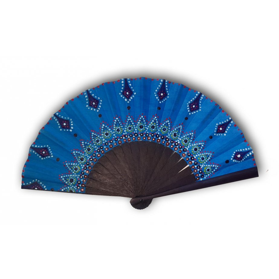 Ventilador de algodão unisexo pintado à mão. "Mandala do Sul" 19cm