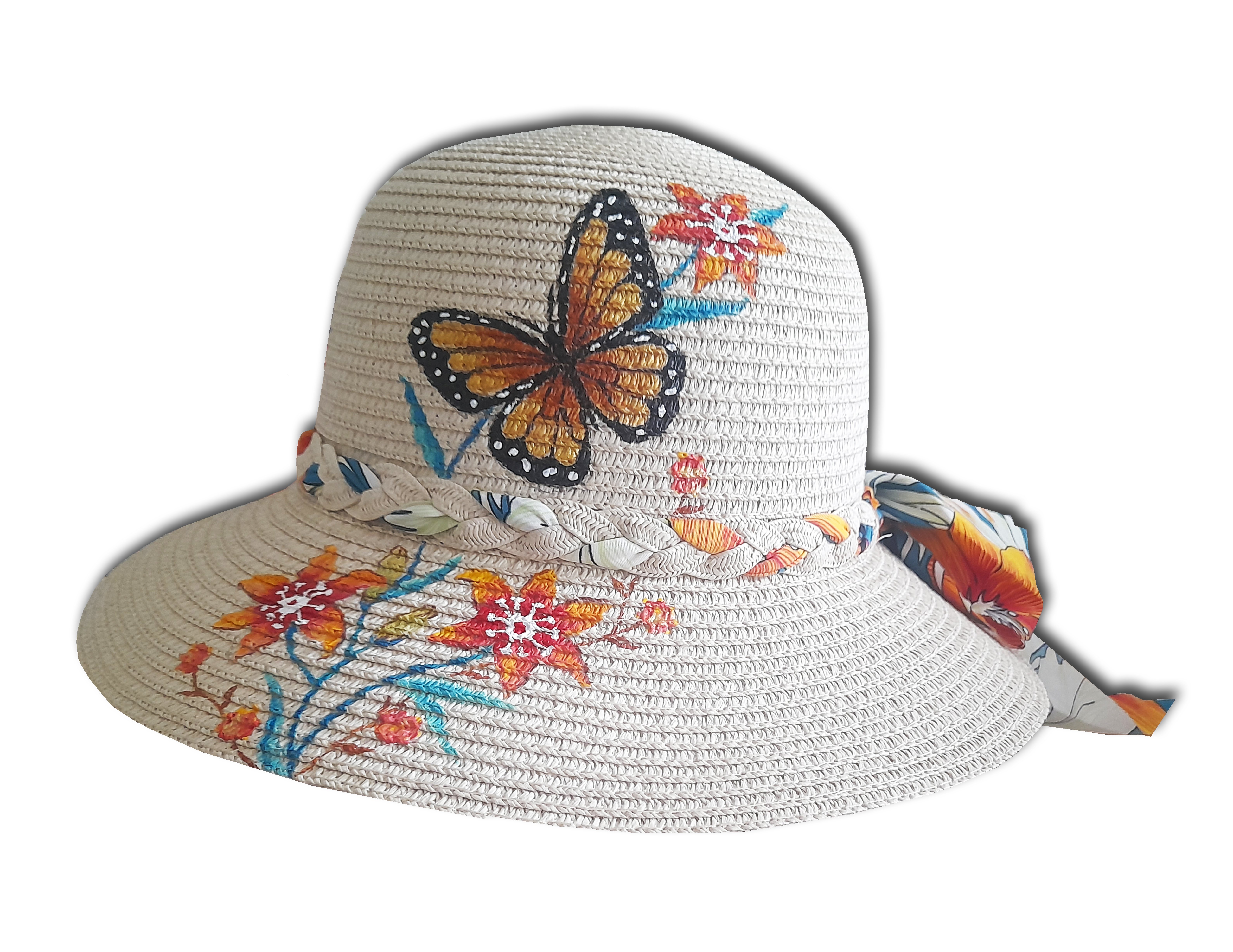 Joli chapeau peint &agrave; la main "Monarque du Mexique"