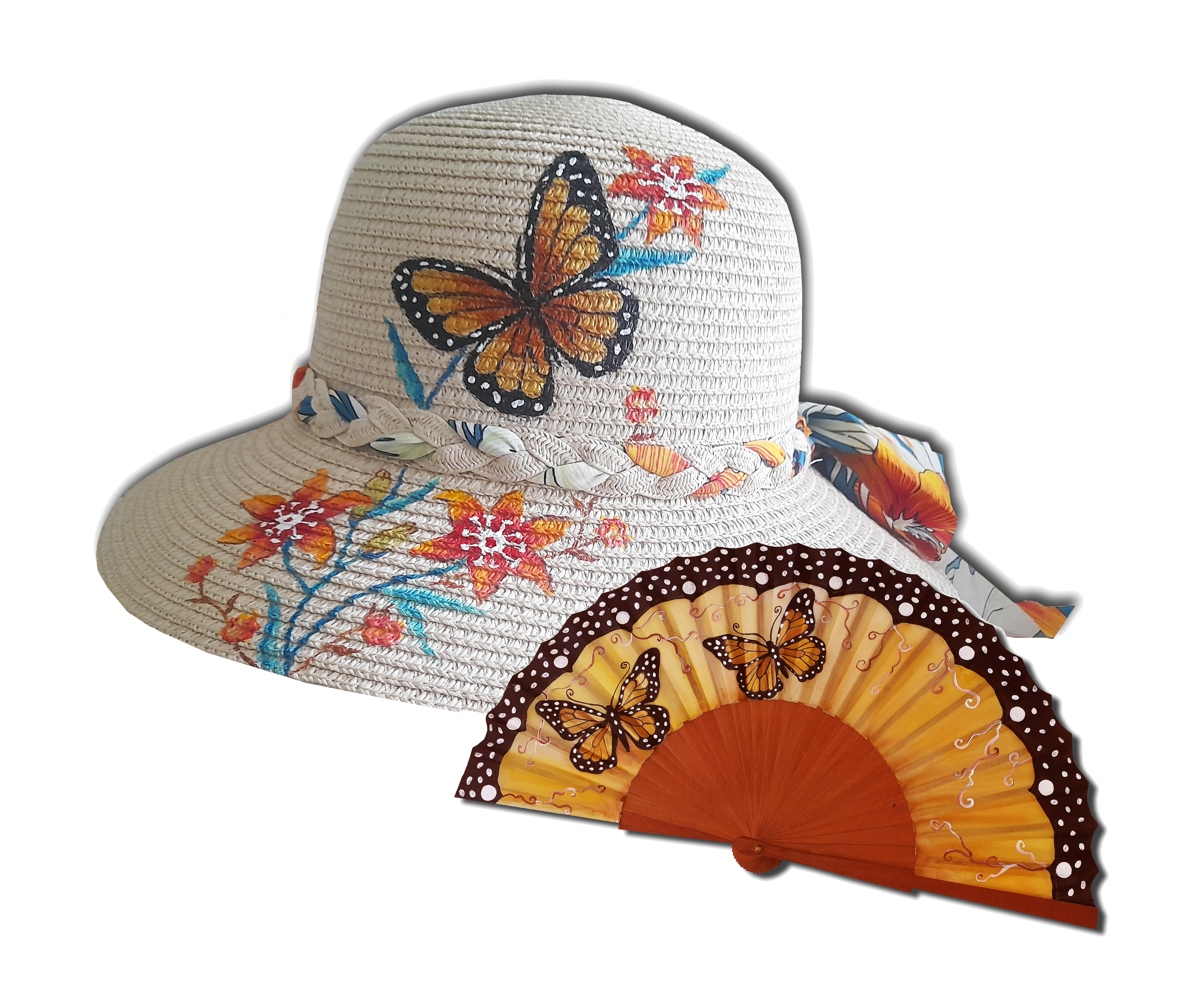 Joli chapeau peint &agrave; la main "Monarque du Mexique"