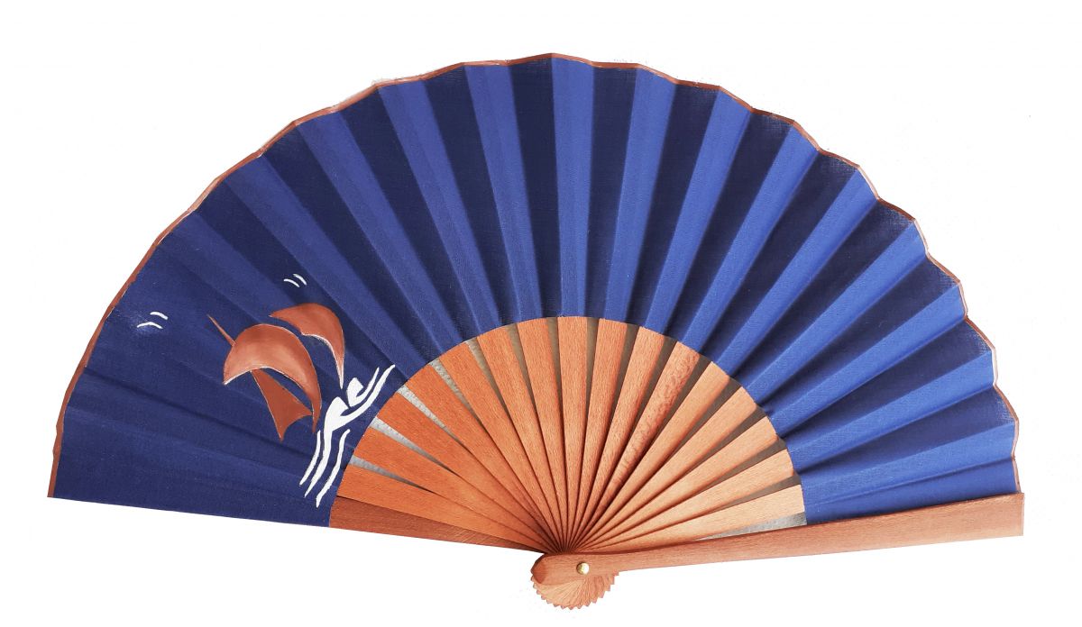  Ventilador de algodão unisexo pintado à mão. "Regate" 19cm