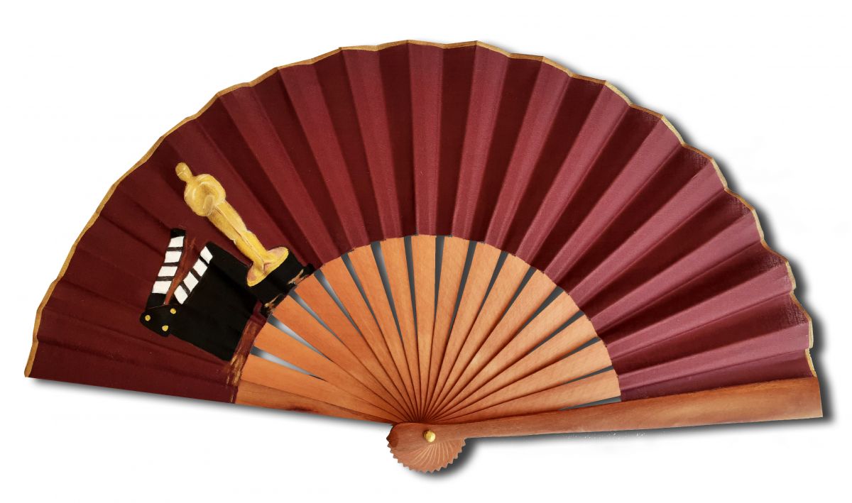  Ventilador de algodão unisexo pintado à mão. "Clap cinema" 19cm