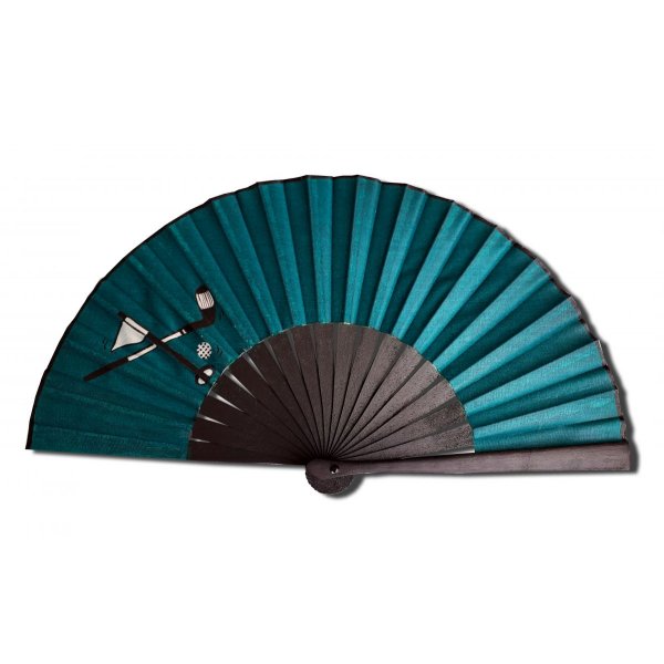  Ventilador de algodão unisexo pintado à mão. "Golfgreen" 19cm