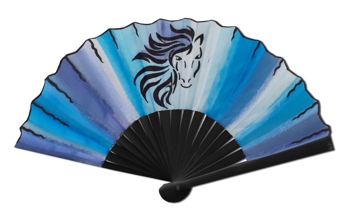 Nova colecção 2021, mini ventilador em algodão pintado à mão. "Cavalo".