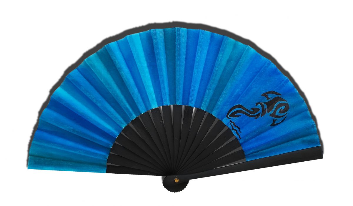 Nova colecção de zodíaco, mini ventilador de algodão pintado à mão. "Aquarius".