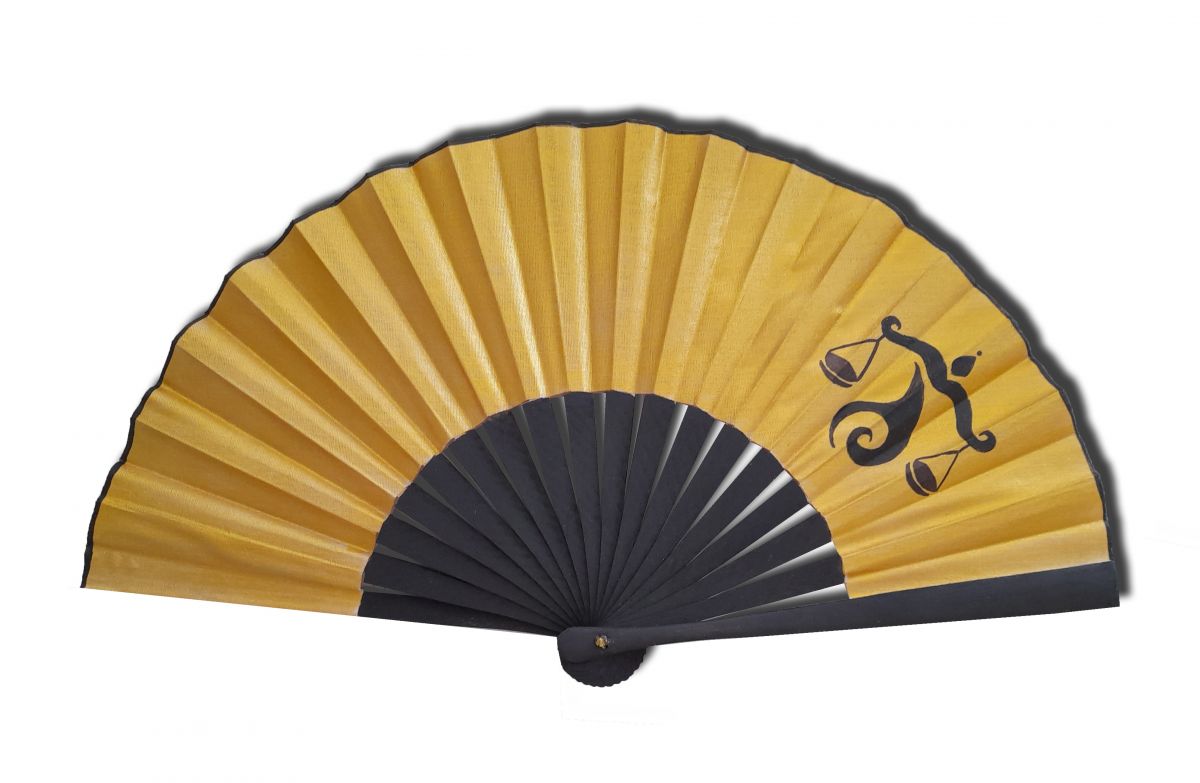 Nova colecção de zodíaco, mini ventilador de algodão pintado à mão. "Libra".