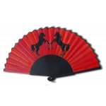 Ventilador de cetim de algodão pintado à mão e pintado à mão 'O meu cavalo da sorte'. Colecção 2021