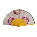 Ventilador de cetim desenhado e pintado à mão 'Zen Mandala