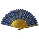 Ventilador de cetim de algodão 'Nuit et or' (Noite e ouro) desenhado à mão e pintado à mão