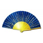 Ventilador de cetim de algodão desenhado à mão e pintado à mão 'Magic Night