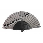 Ventilador de cetim desenhado e pintado à mão 'Piano Pianissimo