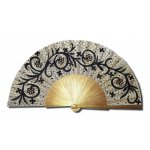 Ventilador de cetim desenhado e pintado à mão 'Plumetis