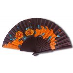 Ventilador de cetim desenhado e pintado à mão 'Rosalies