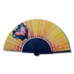 Ventilador de cetim desenhado e pintado à mão 'Valentine