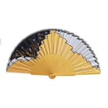 Ventilador de cetim de algodão pintado à mão 'Drapeado do Oriente