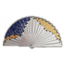 Ventilador de cetim de algodão pintado à mão 'Icecool drapeado