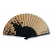 Ventilador de cetim desenhado e pintado à mão "ZEN