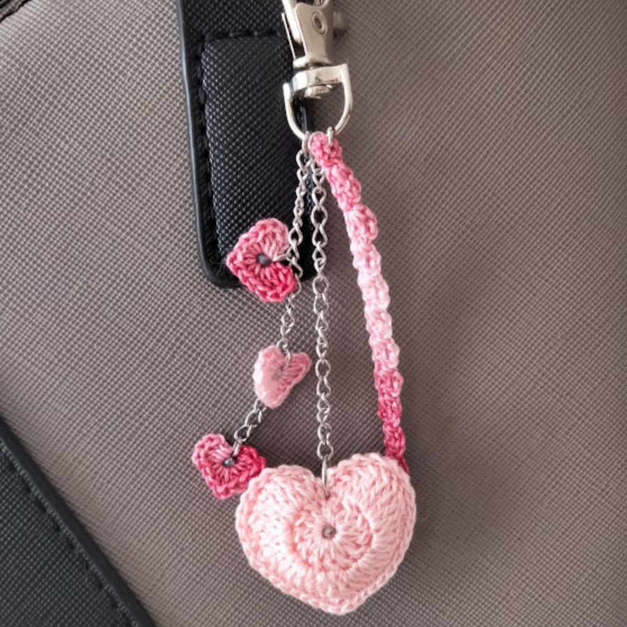 Jóia de saco "coração" Pink e Bordeaux