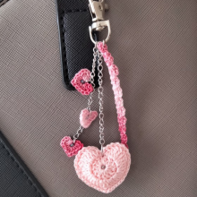Jóia de saco 'coração' Pink e Bordeaux