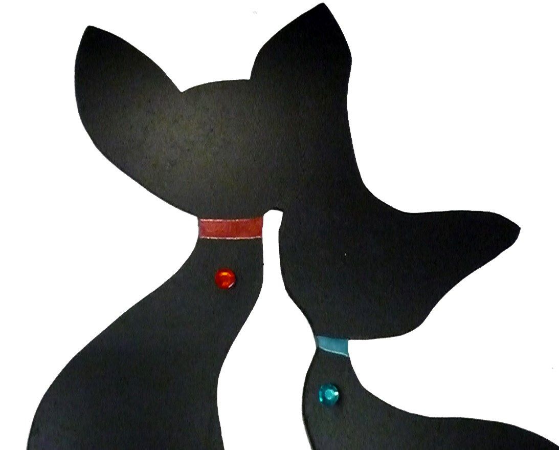 Sinal de parede ou de porta grande casal de gatos em abraçar um strasse 43x41 cm