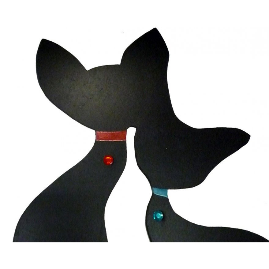 Sinal de parede ou de porta grande casal de gatos em abraçar um strasse 43x41 cm